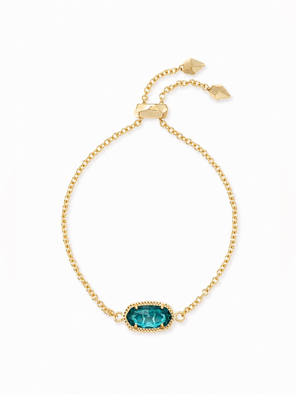 Kendra Scott Elaina Gold Adjustable Chain Bracelet in London Blue Glass